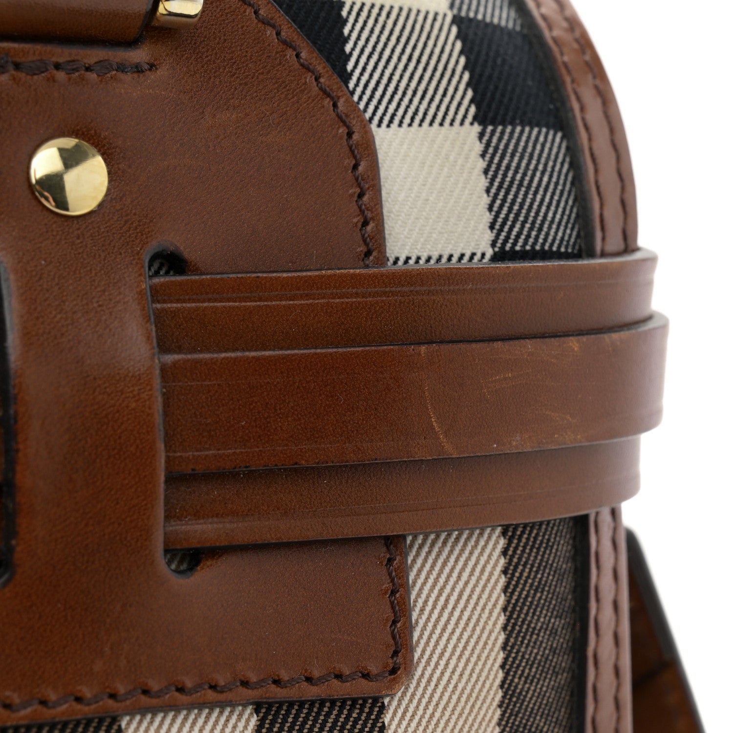 Burberry House Check Bridle Calfskin Medium Alchester Bowling Bag Dark Tan 17 of 18