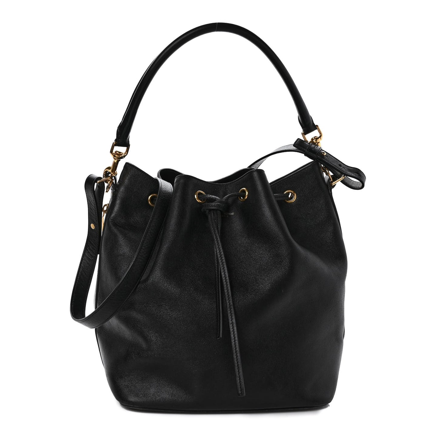 Calfskin Large Emmanuelle Bucket Bag Black