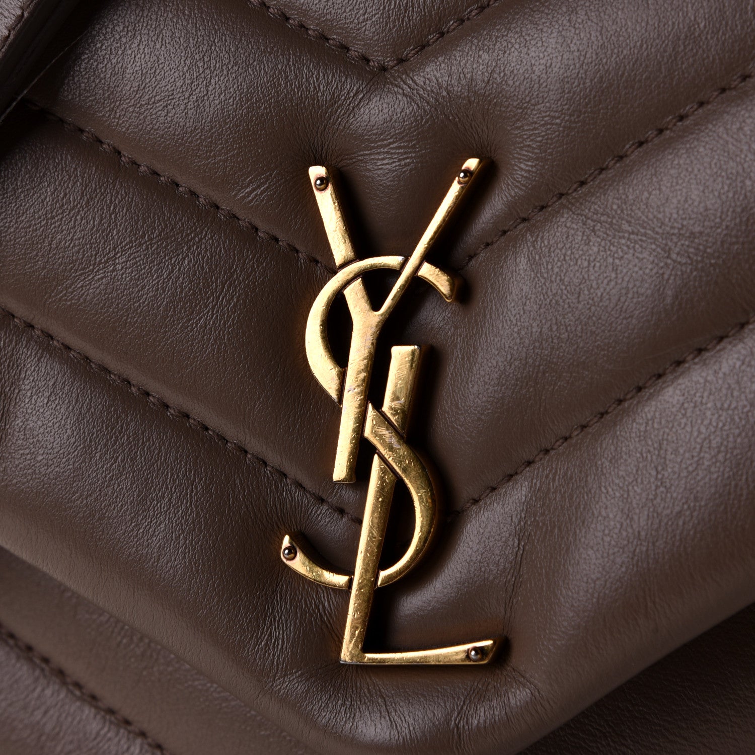 Saint Laurent Calfskin Y Quilted Monogram Small Loulou Chain Satchel Taupe 11 of 14