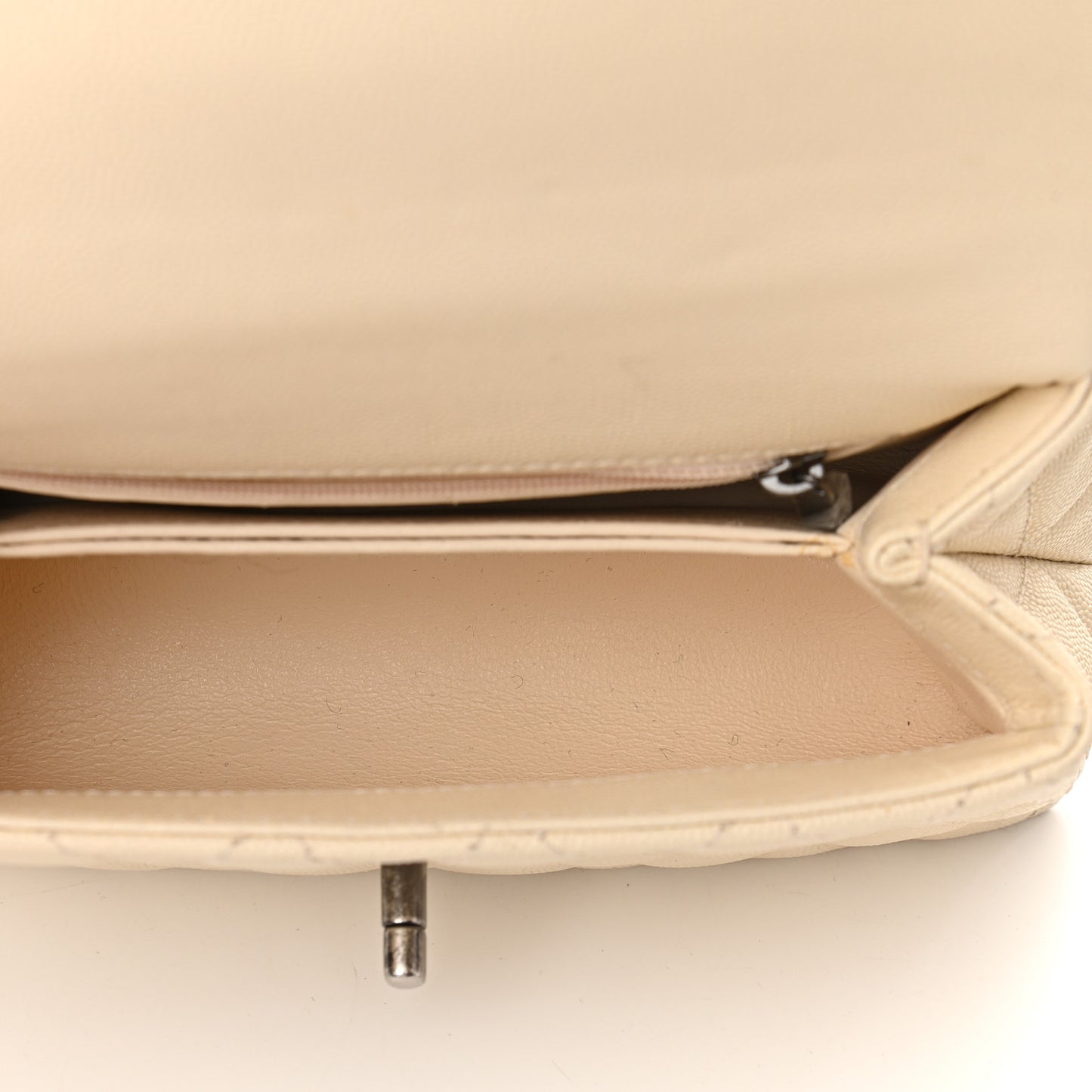 Caviar Lizard Quilted Mini Coco Handle Flap White