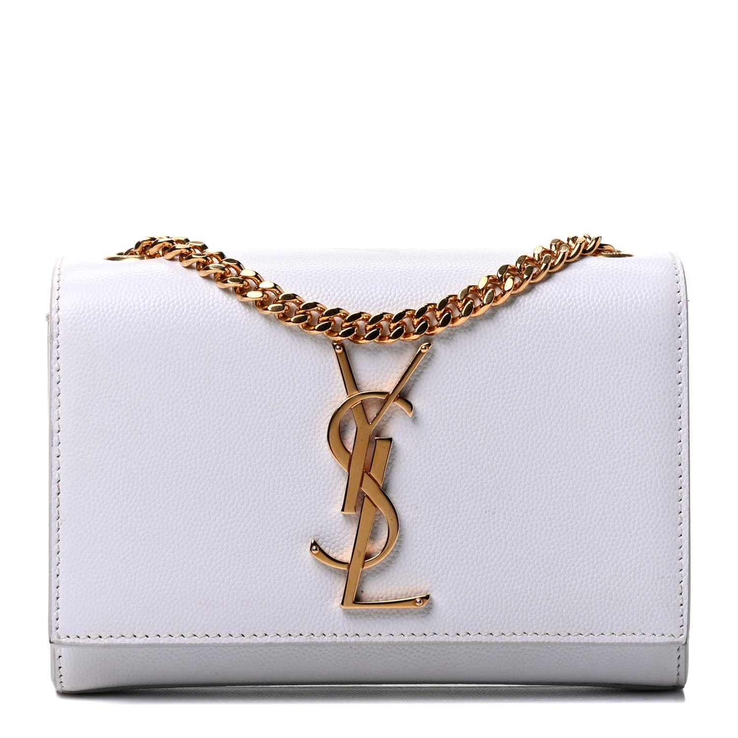 Saint Laurent Grain De Poudre Small Monogram Kate Satchel Optical White 1 of 4