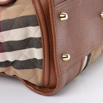Burberry Quilted House Check Large Manor Tote Brown 13 of 15
