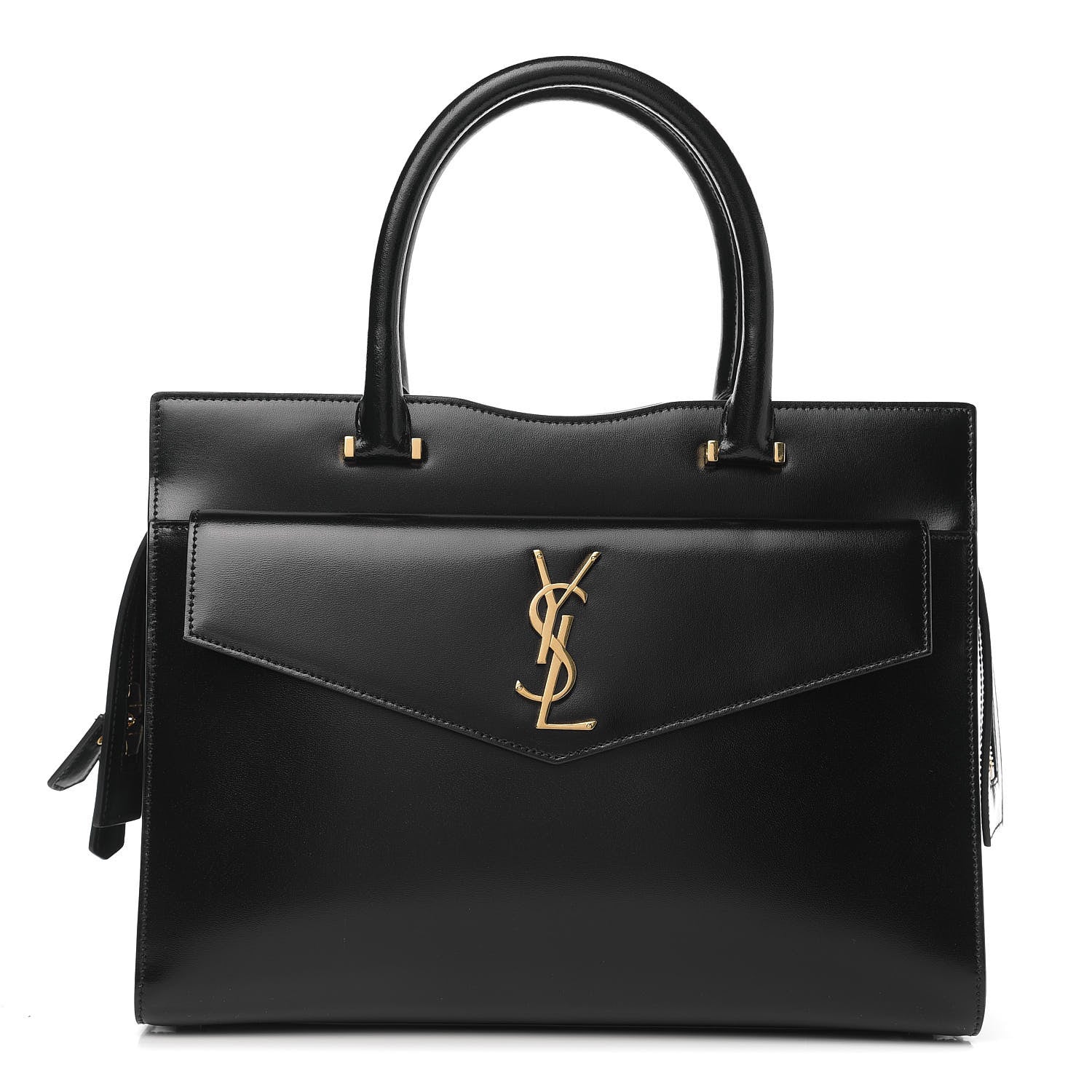 Saint Laurent Shiny Calfskin Medium Uptown Tote Black 1 of 8