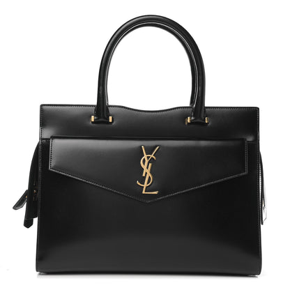 Saint Laurent Shiny Calfskin Medium Uptown Tote Black 1 of 8
