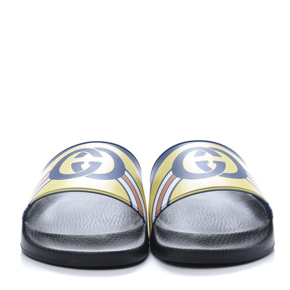 Gucci Rubber GG Rainbow Mens Pursuit Pool Slide Sandals 11 Electric Blue Multicolor 2 of 8