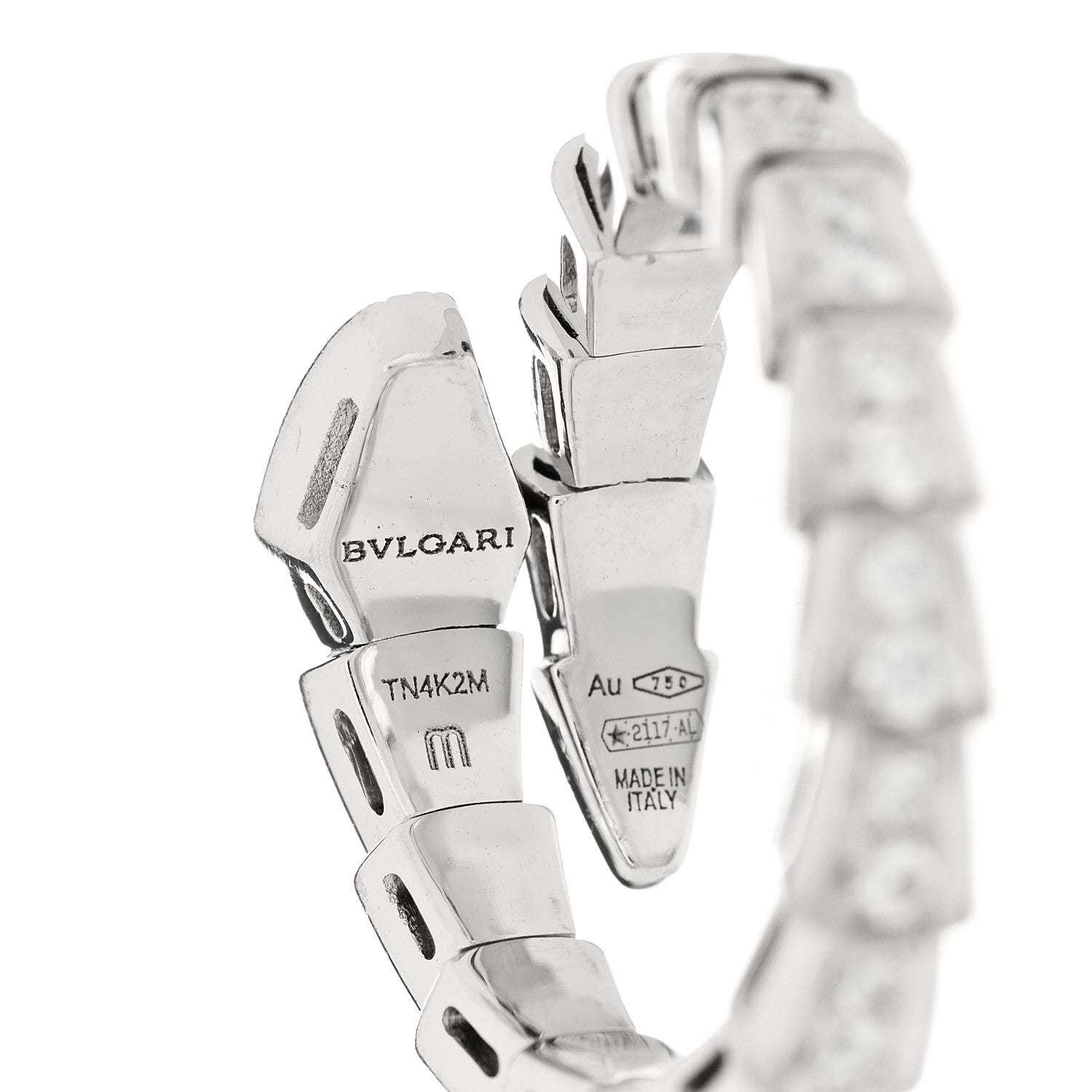 Bulgari 18K White Gold Diamond Serpenti Viper Pave Ring M 3 of 4
