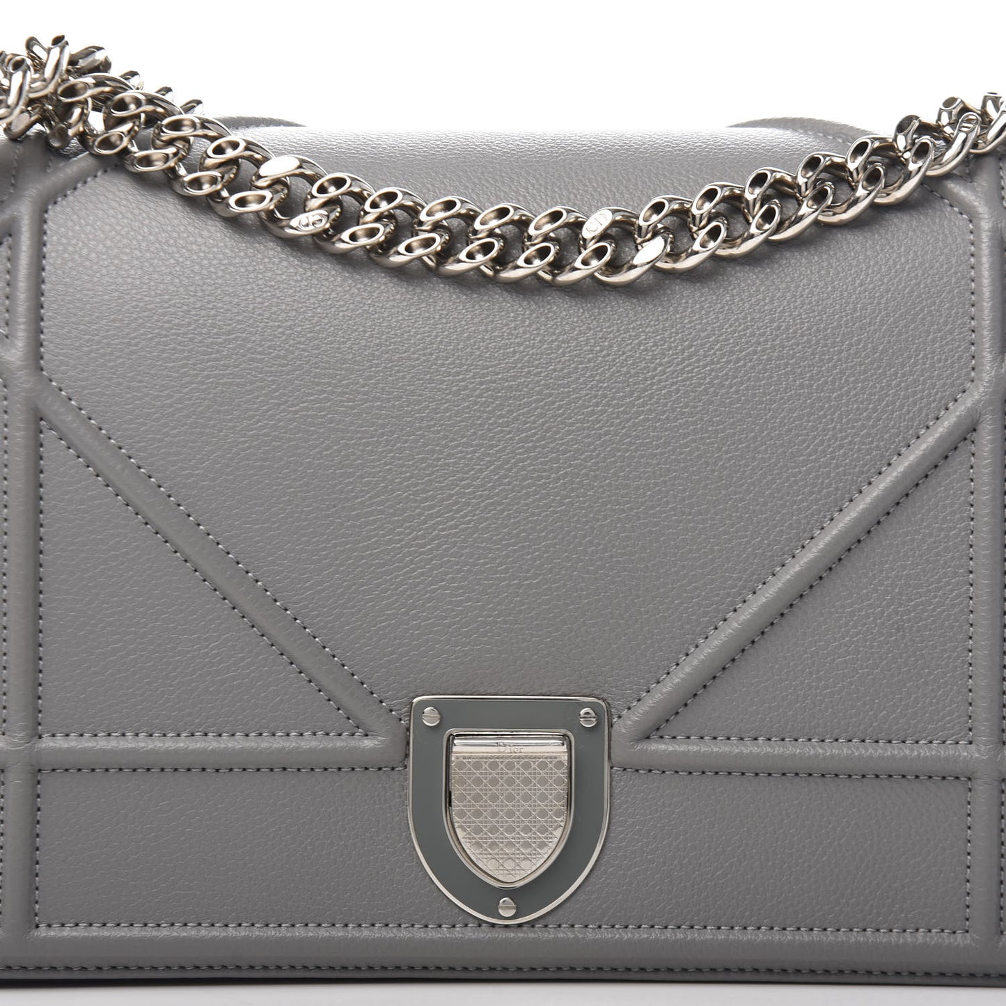 Grained Calfskin Medium Diorama Flap Bag Gris