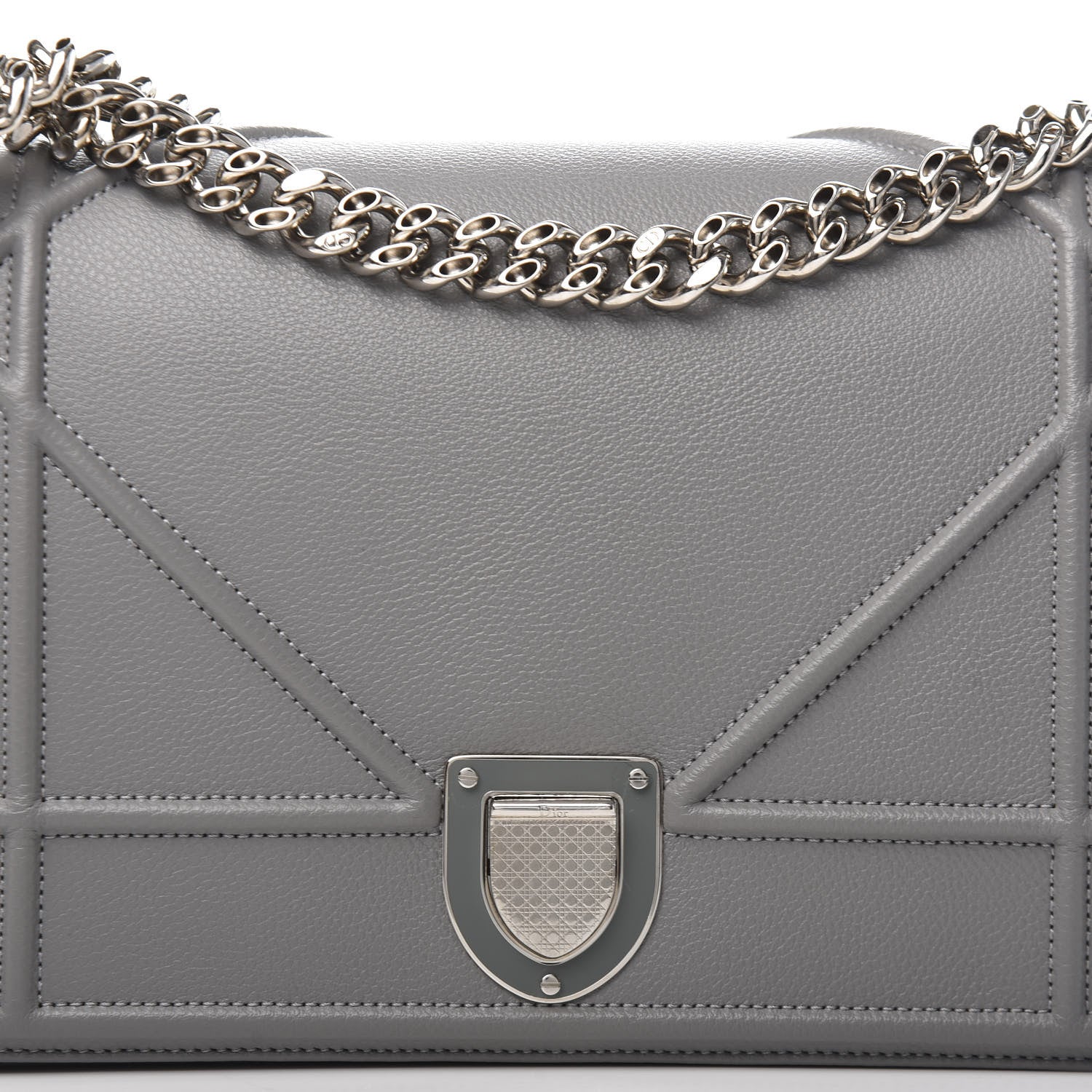Christian Dior Grained Calfskin Medium Diorama Flap Bag Gris 10 of 10