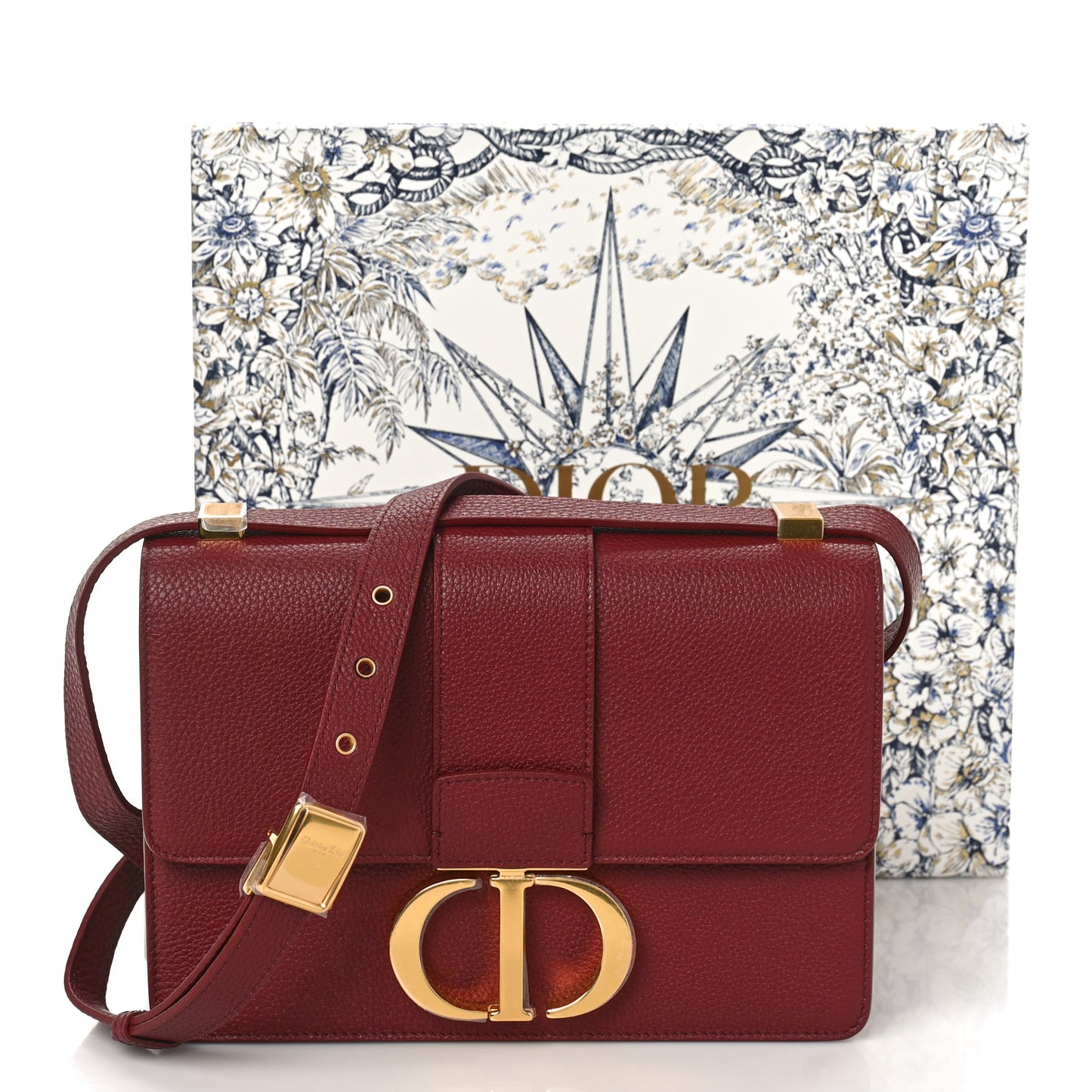Grained Calfskin 30 Montaigne Flap Bag Red Brick