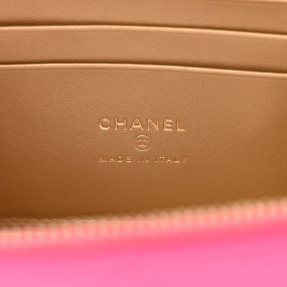 Chanel Patent Quilted Pearl Crush Small Vanity Case With Chain Neon Pink 6 of 11
