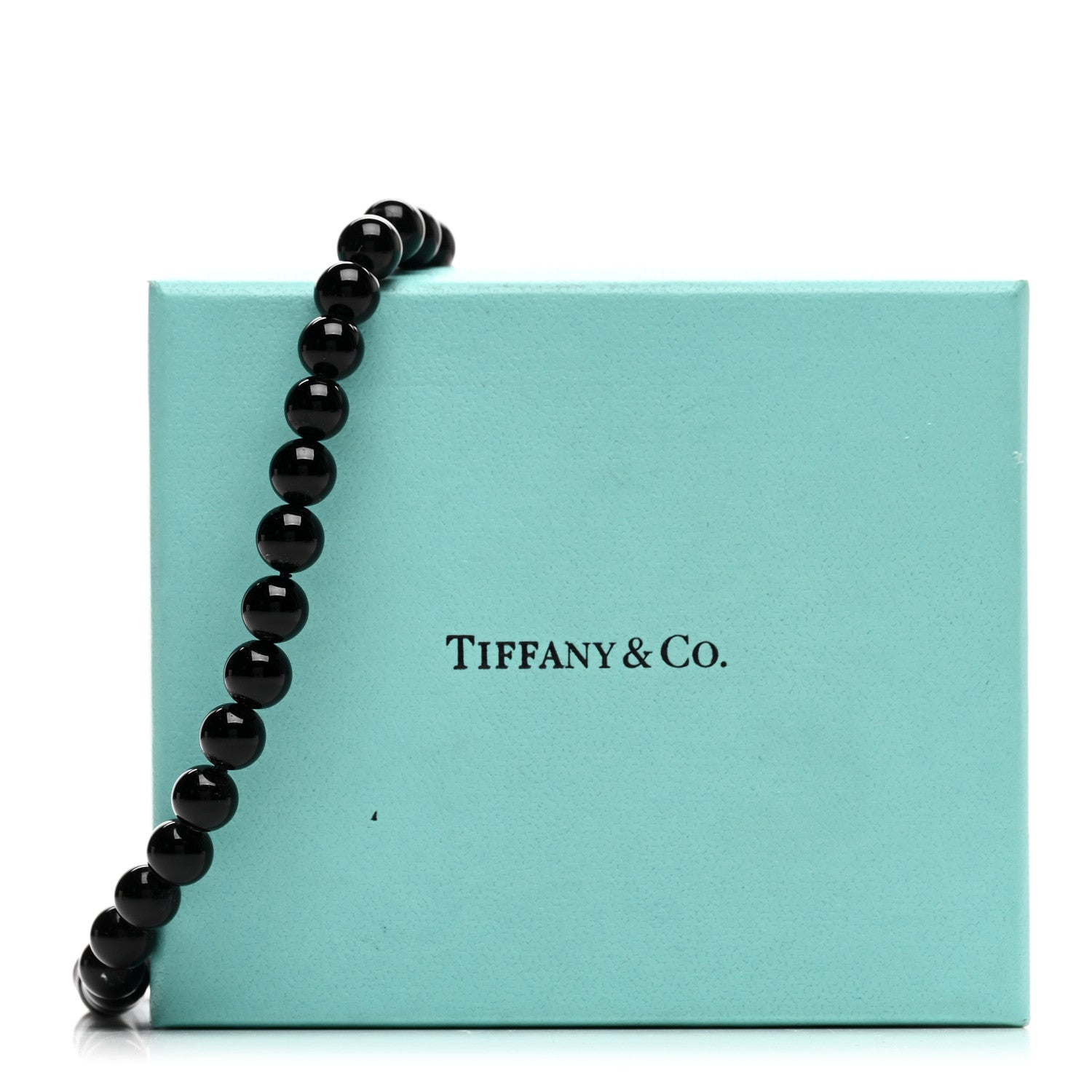 Tiffany Sterling Silver Black Onyx Bead Toggle Necklace 5 of 5