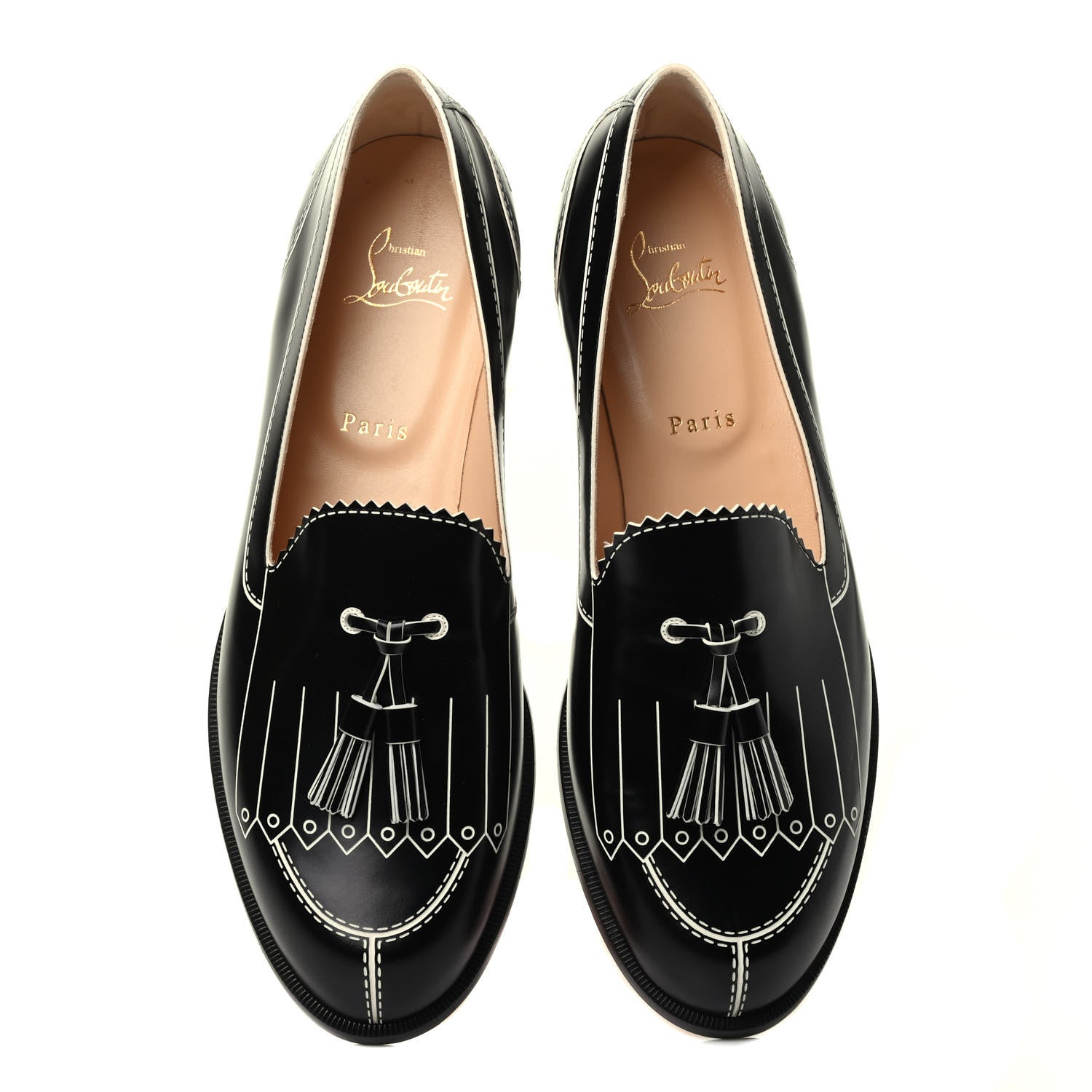 Christian Louboutin Calfskin Women Trompinetta Trompe L'oeil Loafers 41 Black 2 of 4