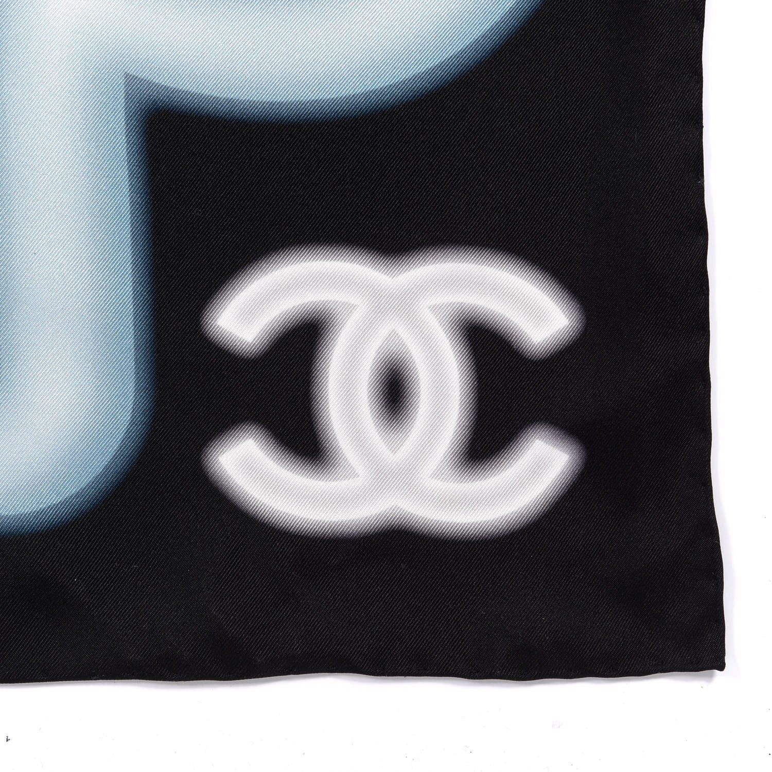 Chanel Silk Neon CC Square Scarf Black Grey Beige 2 of 3