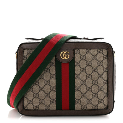 Gucci GG Supreme Monogram Web Small Ophidia Top Handle Shoulder Bag Brown 1 of 13