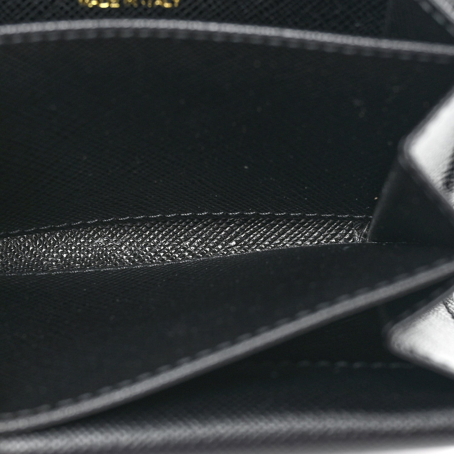 Prada Saffiano Foldover Card Holder Wallet Black 6 of 12