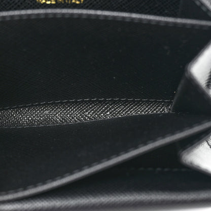 Prada Saffiano Foldover Card Holder Wallet Black 6 of 12