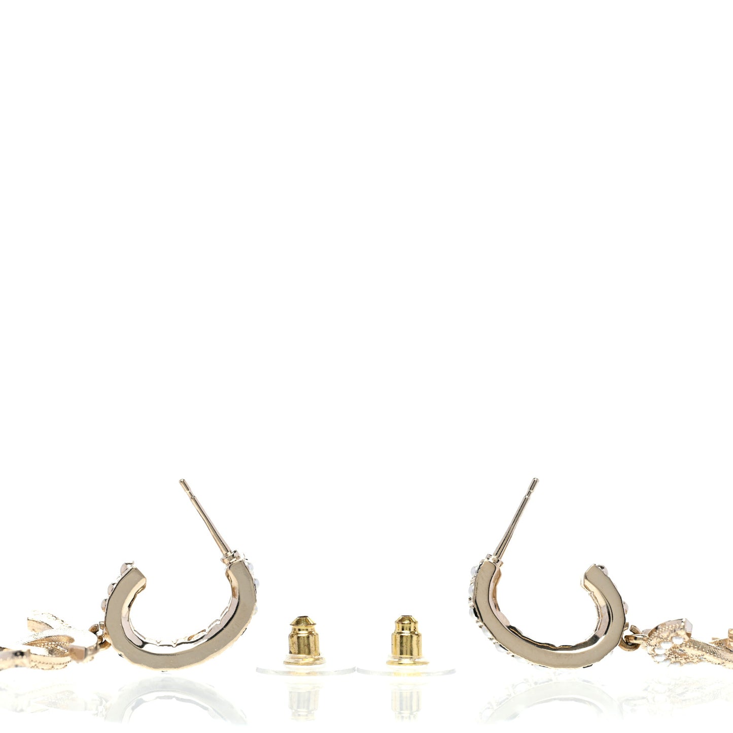 Resin Pearl CC Hoop Drop Earrings Gold Black