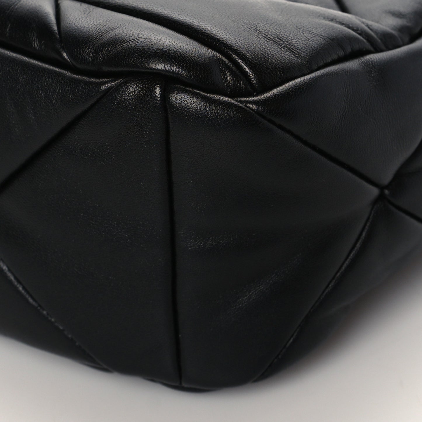 Nappa Re-Nylon Triangle Quilted Patchwork System Shoulder Bag Black