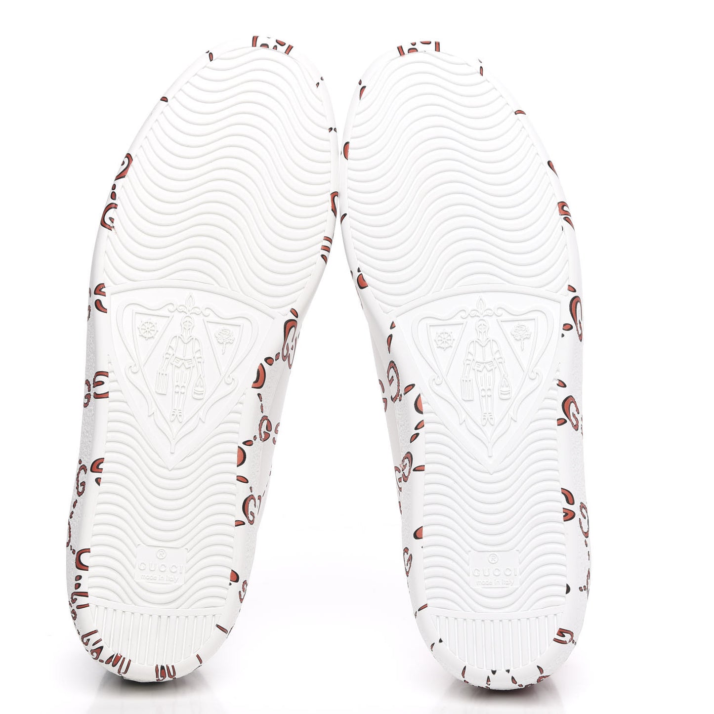 Calfskin GucciGhost Print Mens Ace Sneakers 12 White Hibiscus Red