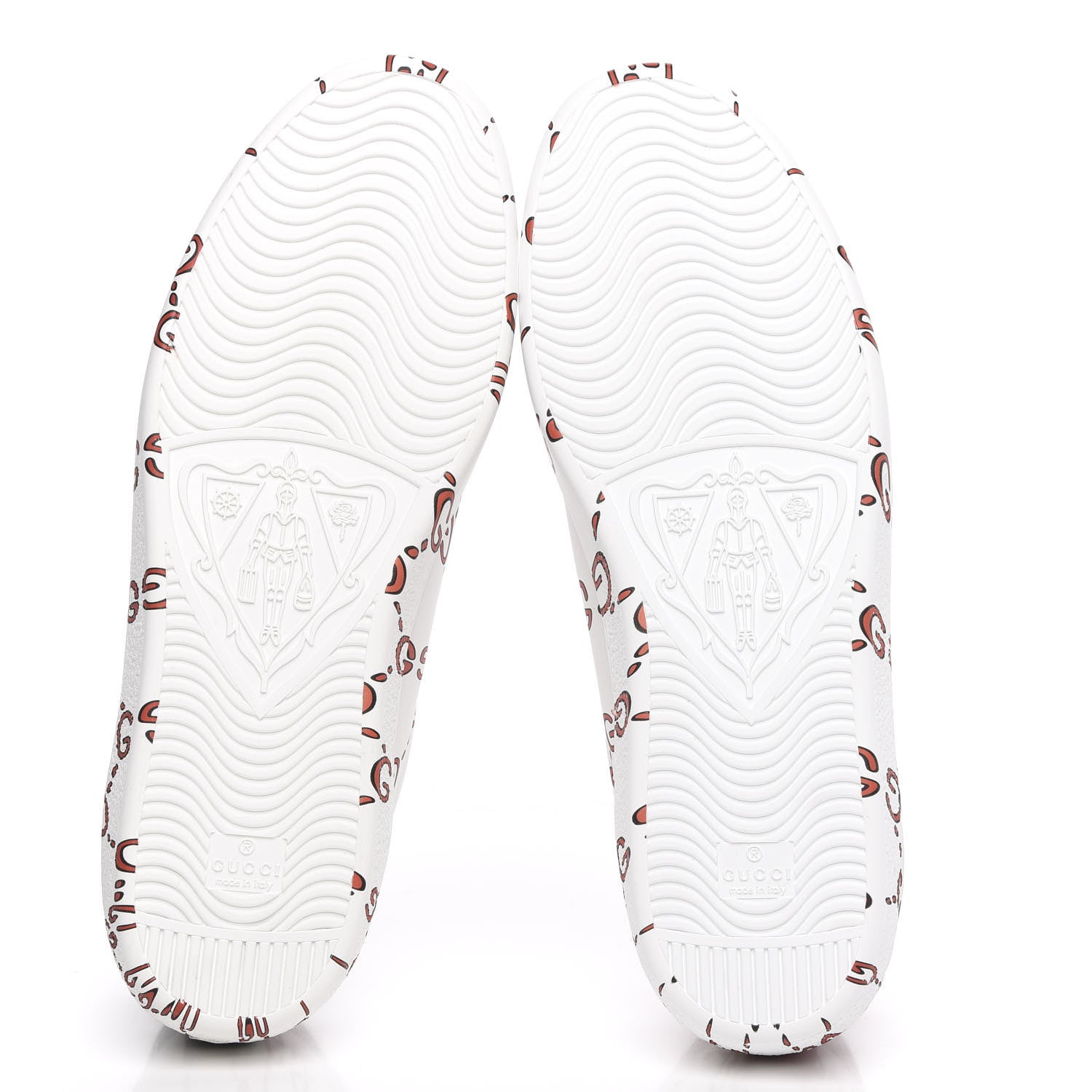 Gucci Calfskin GucciGhost Print Mens Ace Sneakers 12 White Hibiscus Red 5 of 9