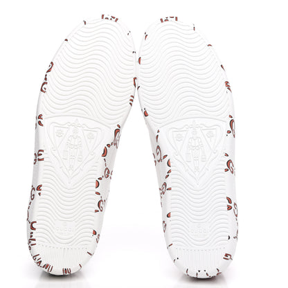 Gucci Calfskin GucciGhost Print Mens Ace Sneakers 12 White Hibiscus Red 5 of 9