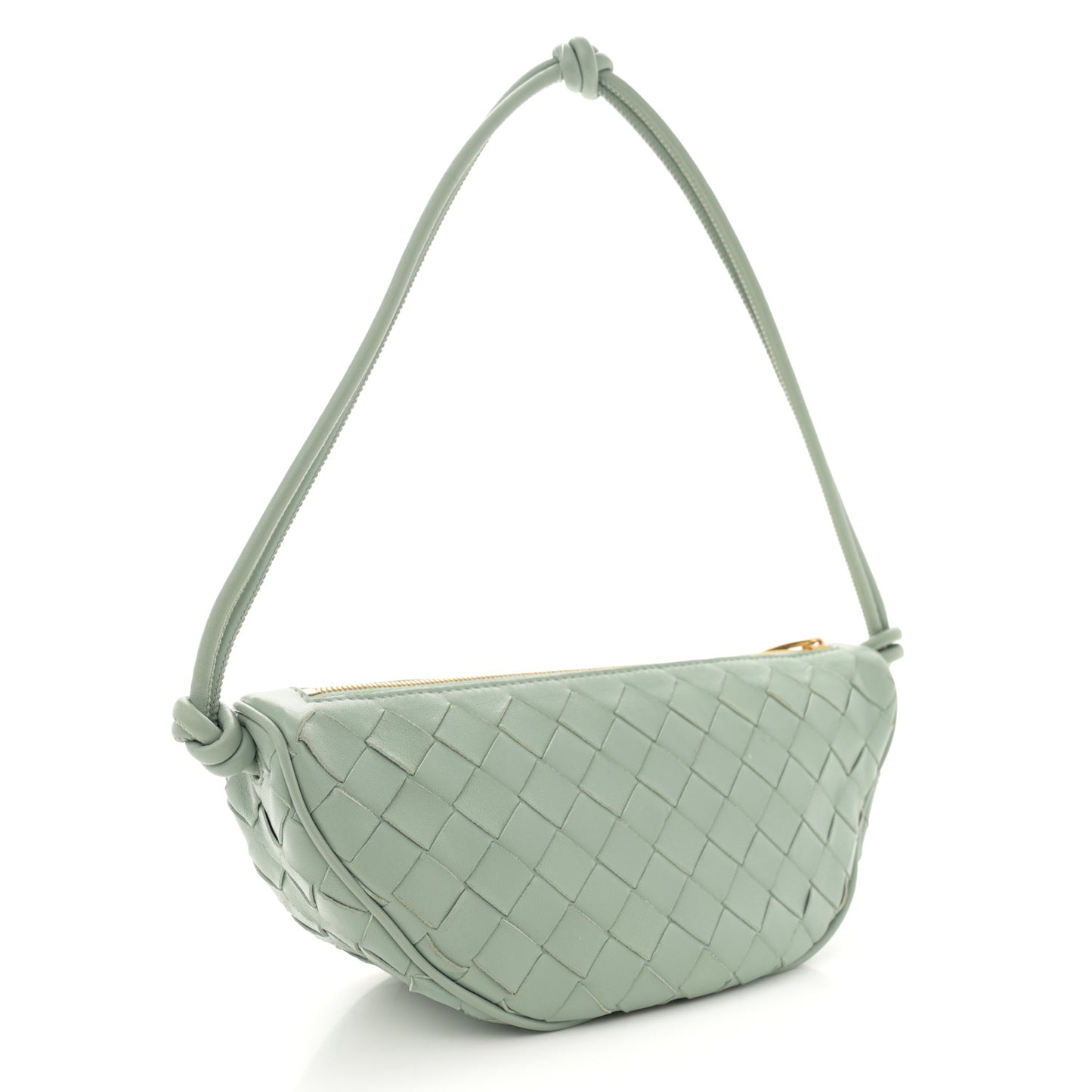 Nappa Intrecciato Half Moon Pouch On Strap Sauge