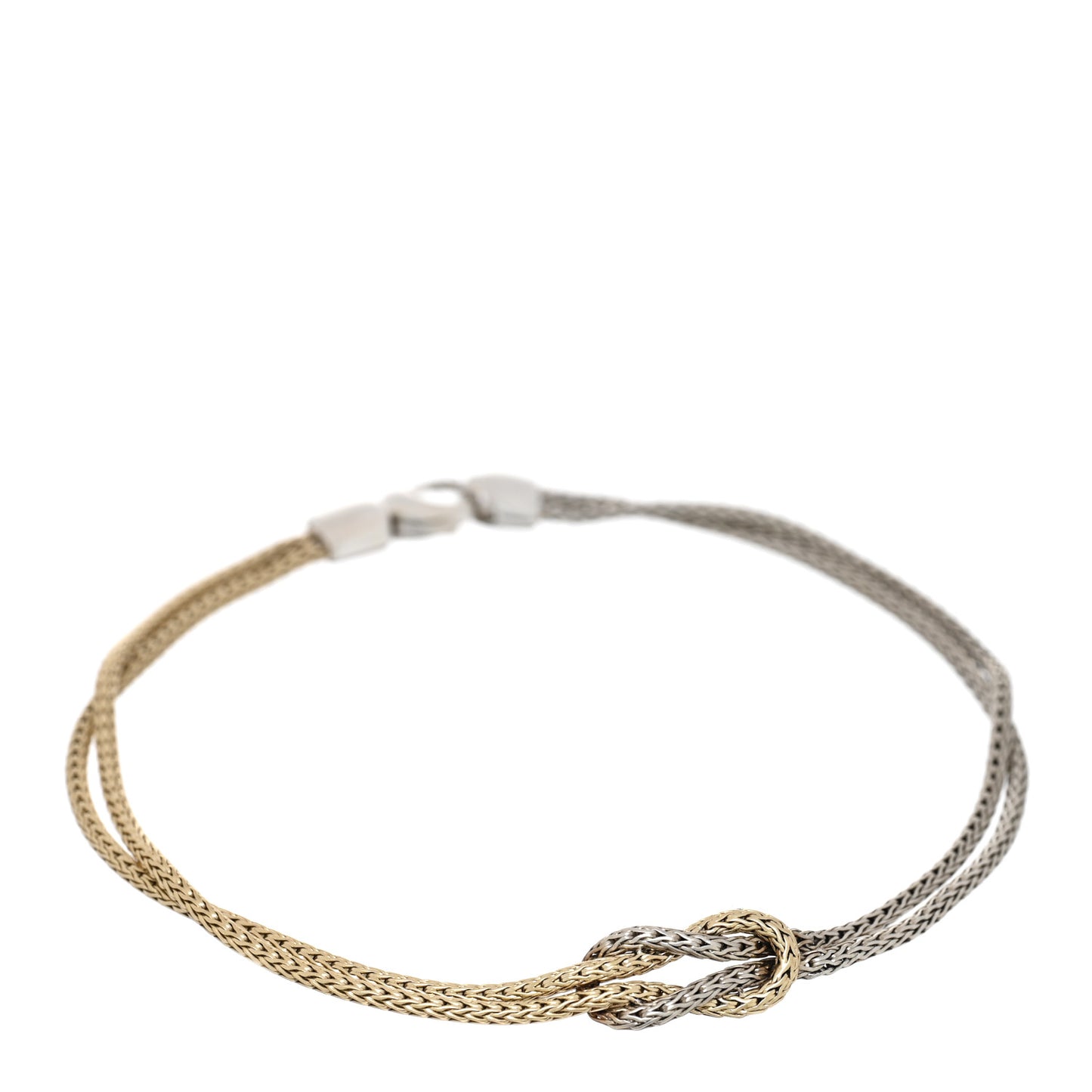 Sterling Silver 14K Yellow Gold 3.6mm Love Knot Bracelet