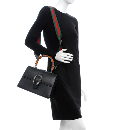 Gucci Dollar Calfskin Crystal Web Medium Dionysus Bamboo Top Handle Bag Black Black Diamond 2 of 7