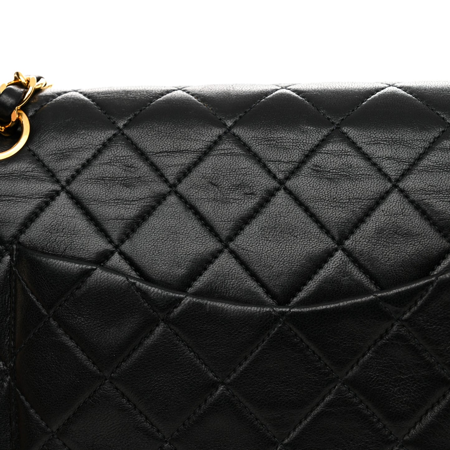 Lambskin Quilted Medium Double Flap Black