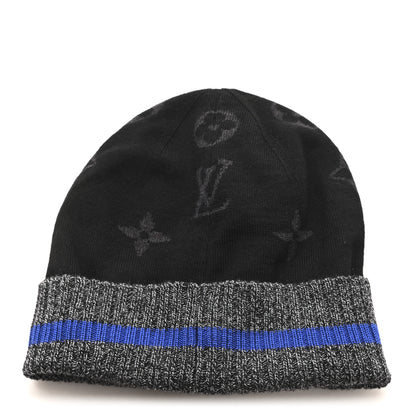 Louis Vuitton Wool Bonnet Monogram Color Block Beanie Hat Black 3 of 5