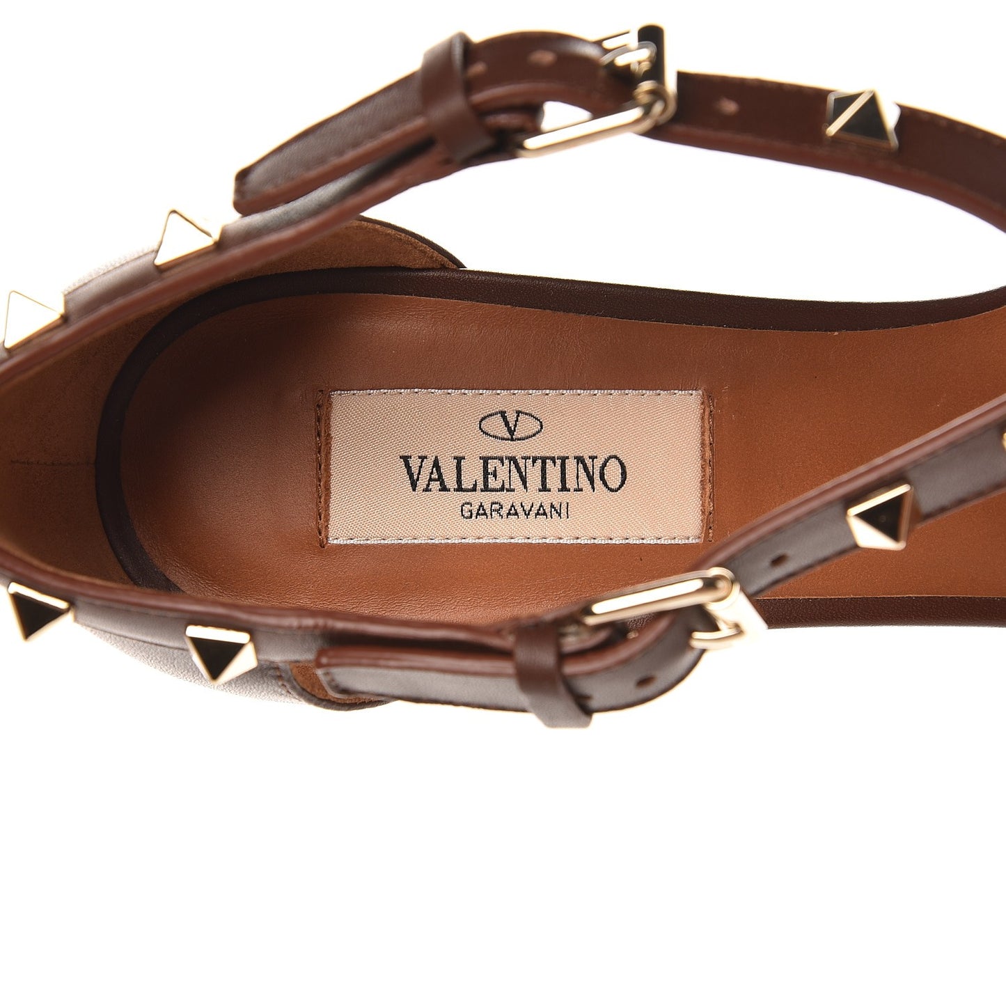 Nappa Rockstud Criss Cross 105mm Sandals 37.5 Brown