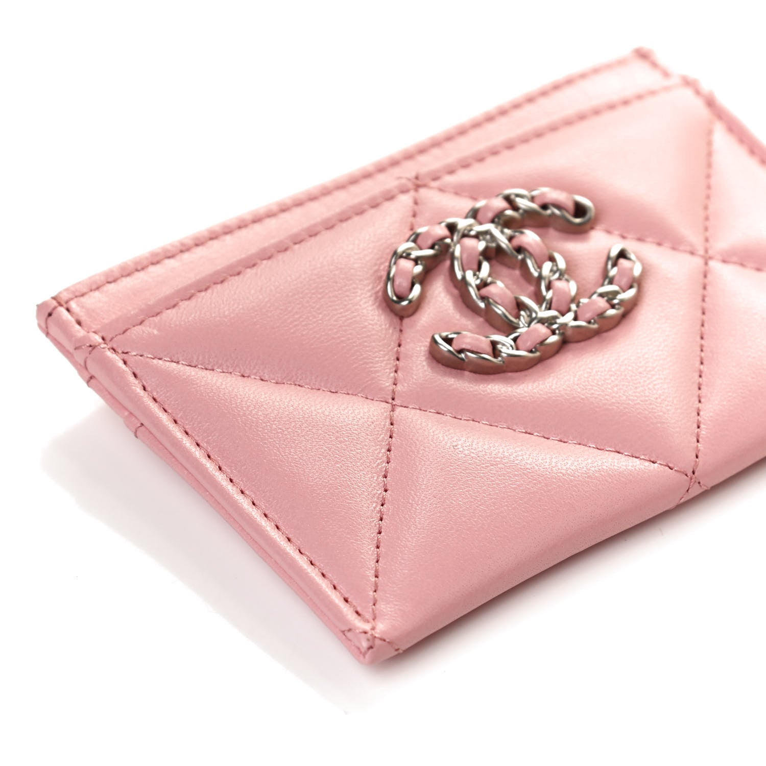 Chanel Lambskin Quilted Chanel 19 Card Holder Light Pink 11 of 12