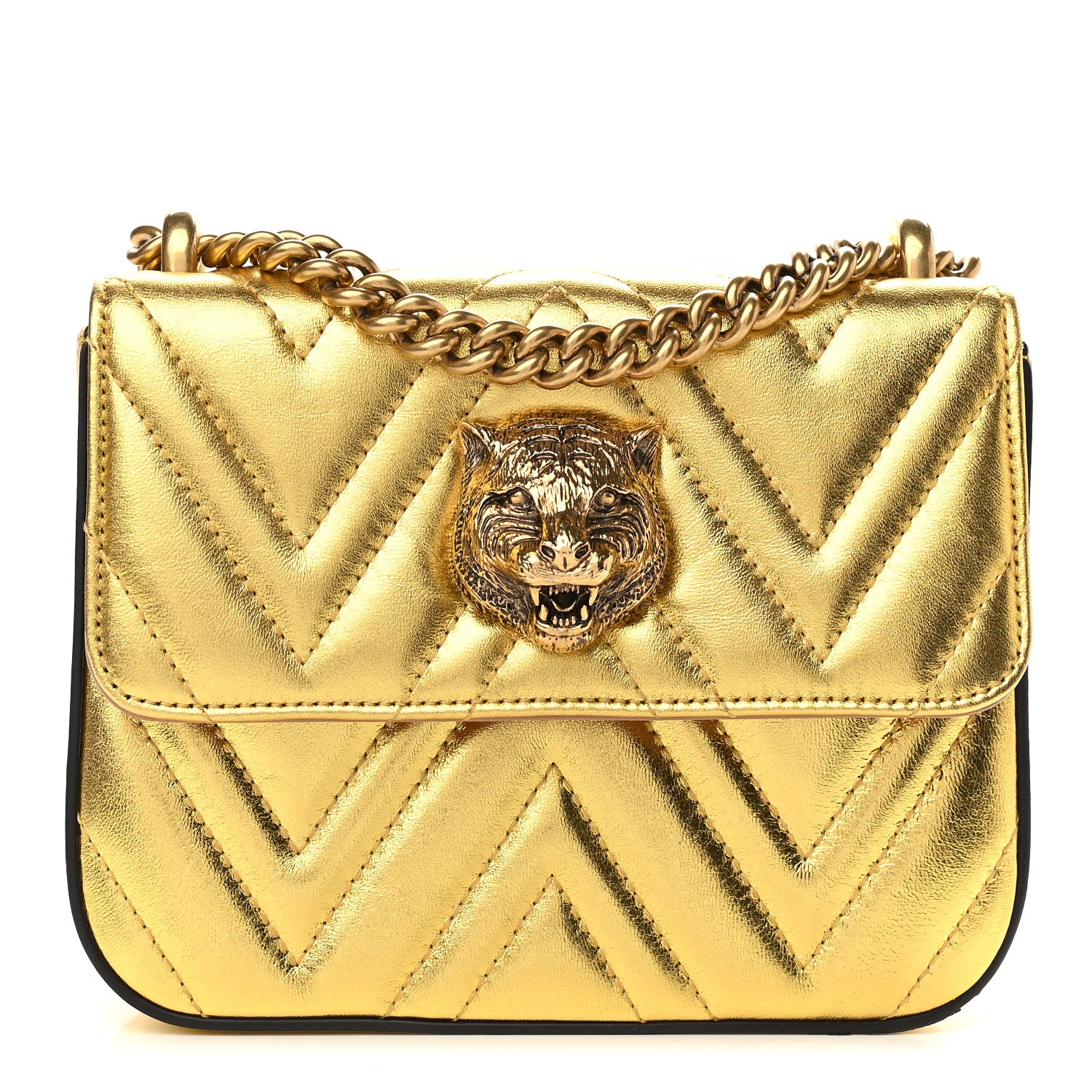 Gucci Metallic Nappa Matelasse Broadway Shoulder Bag Gold 1 of 10
