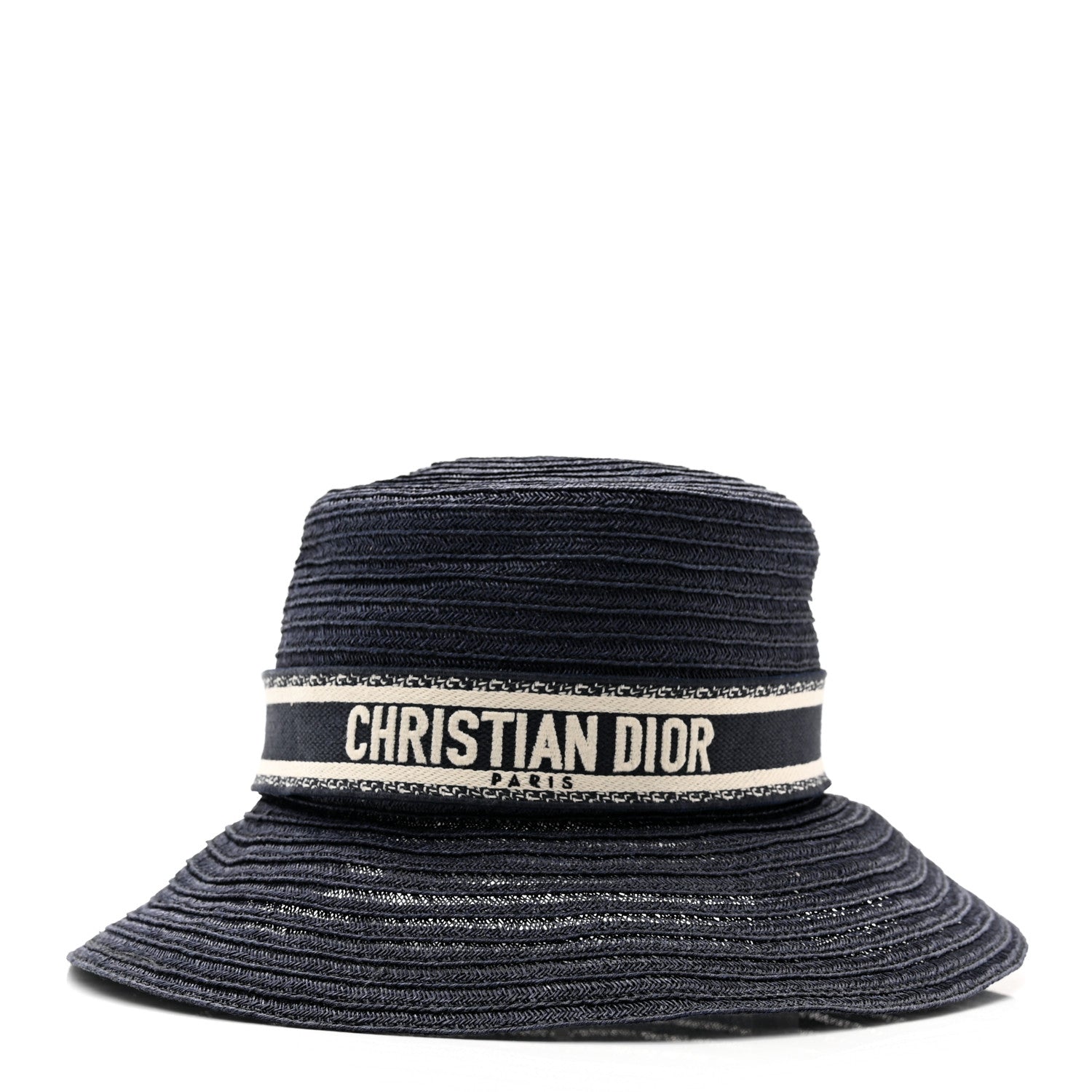 Christian Dior Straw Dioresort Large Brim Hat 58 Blue Fonce 3 of 10