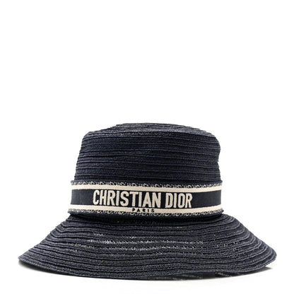 Christian Dior Straw Dioresort Large Brim Hat 58 Blue Fonce 3 of 10