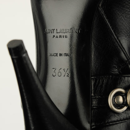 Saint Laurent Shiny Calfskin Multi-Studded Strap Fetish 105 Ankle Boots 36 Black 8 of 8