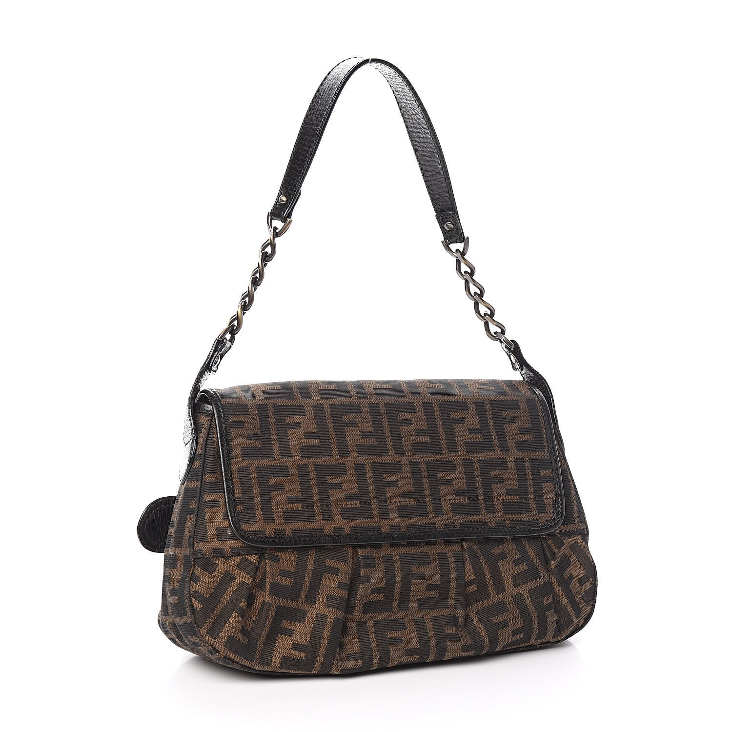 Fendi Zucca B Bis Flap Bag Tobacco Castagna 3 of 10