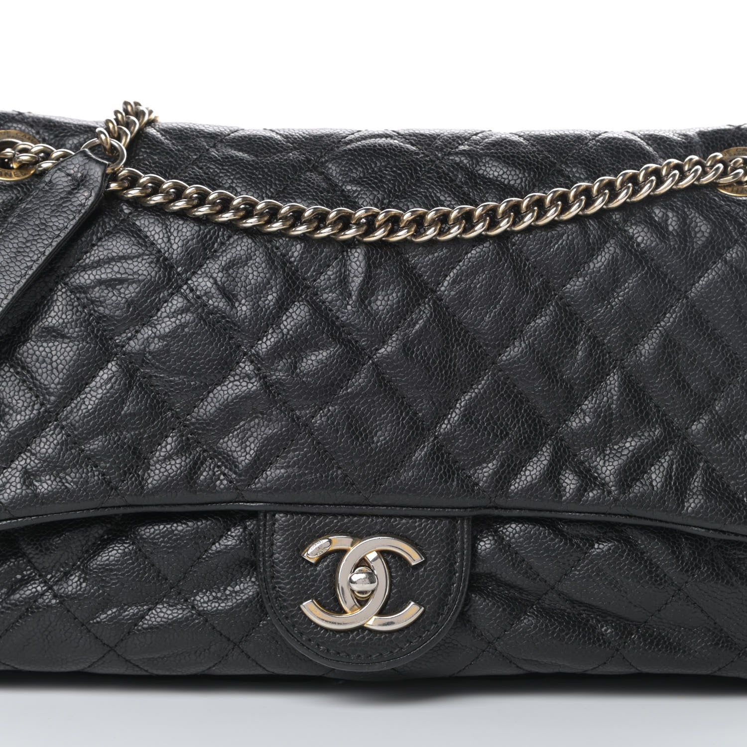 Chanel Crumpled Grained Calfskin Quilted Large Shiva Flap Black 8 of 14