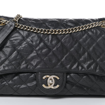 Chanel Crumpled Grained Calfskin Quilted Large Shiva Flap Black 8 of 14