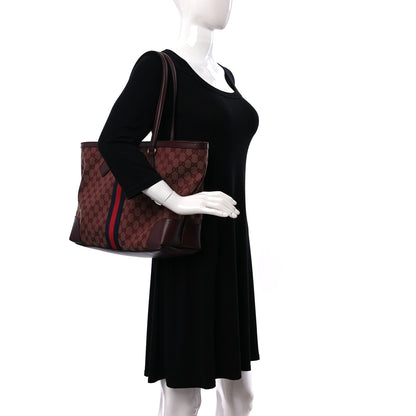 Gucci Monogram Textured Dollar Calfskin Web Medium Ophidia Shopping Tote Sahara Rubino Chardonnay 2 of 8