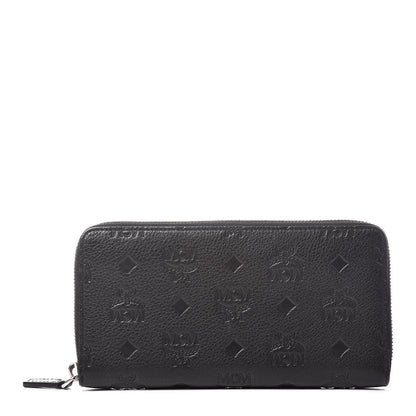 MCM Calfskin Ottomar Monogram Klara Zip Wallet Black 1 of 8