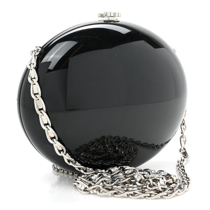 Chanel Resin Crystal Chain Fringe CC Oval Minaudière Black 3 of 11