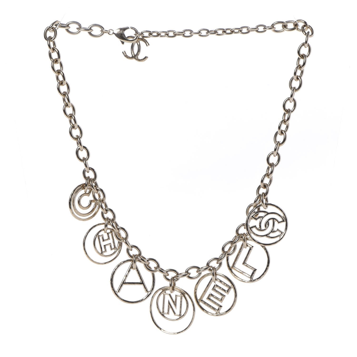 Chanel Metal Hoop Cuba Logo Necklace Gold 3 of 6