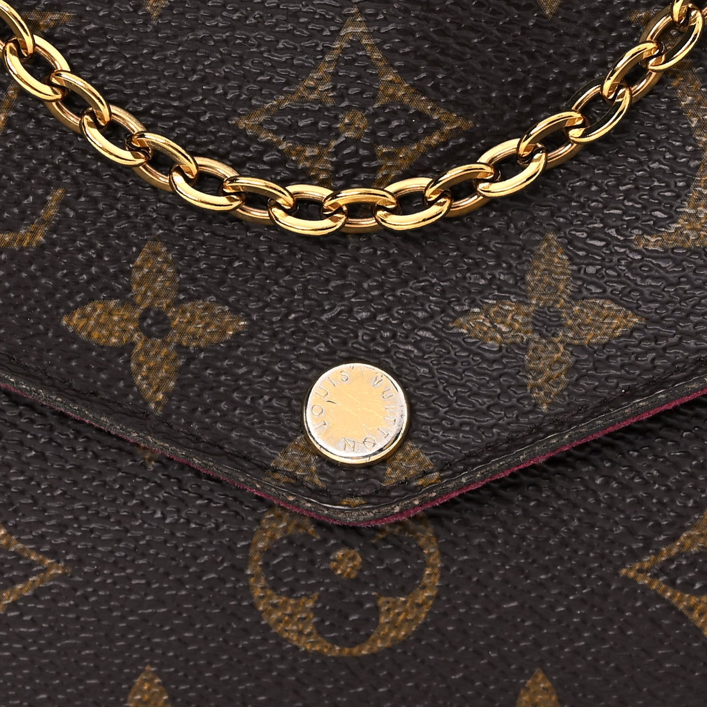 Monogram Pochette Felicie Chain Wallet Fuchsia