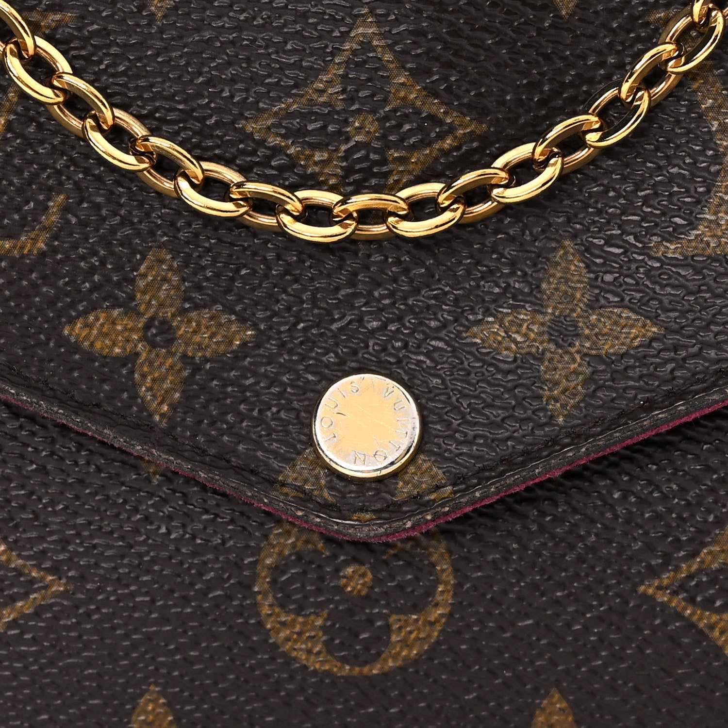 Louis Vuitton Monogram Pochette Felicie Chain Wallet Fuchsia 7 of 11