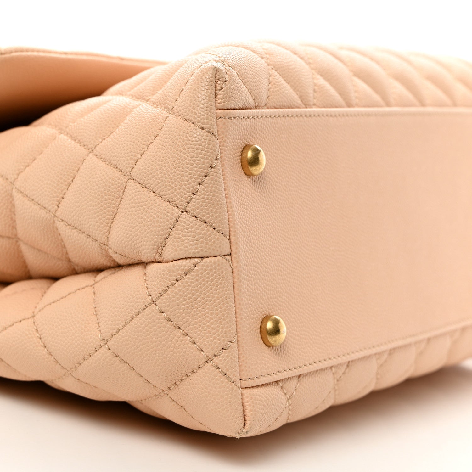 Chanel Caviar Quilted Medium Coco Handle Flap Light Beige 9 of 10