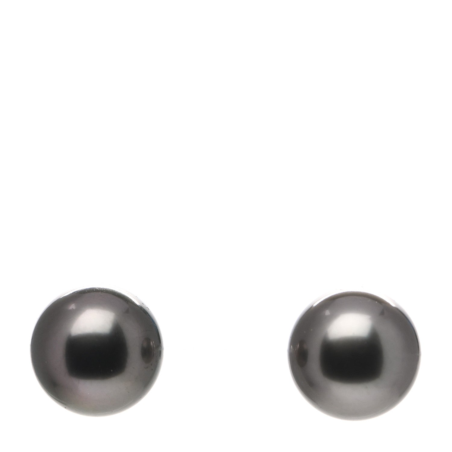 Mikimoto 18K White Gold Black South Sea Pearl 9mm Stud Earrings 1 of 5