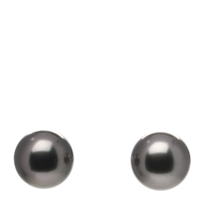 Mikimoto 18K White Gold Black South Sea Pearl 9mm Stud Earrings 1 of 5