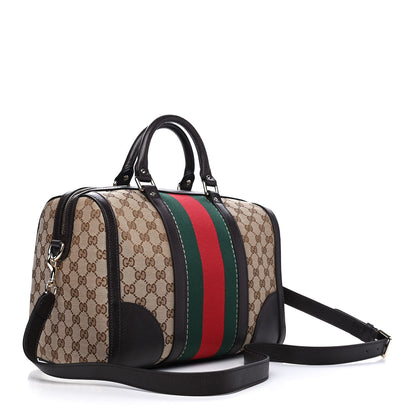 Gucci Monogram Vintage Web Medium Webby Bee Boston Dark Brown 2 of 6