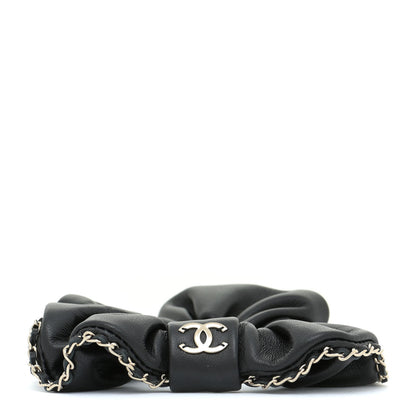 Chanel Lambskin Chain CC Hair Scrunchie Black Gold 3 of 6